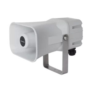 Grey rectangular Commend AFLS-10H HG surface-mounted loudspeaker with a durable front grille designed for wall or ceiling installation.