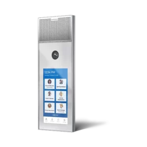 Professional stainless steel Commend ID5-TD CM touch intercom station featuring a 5-inch color display and a high-resolution camera lens.