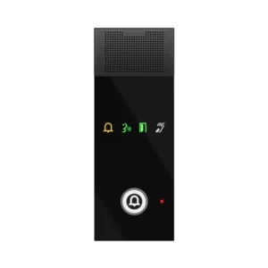 Sleek black Commend OD1 B IP intercom station featuring a high-quality speaker grille, call button, and a modern matte finish.