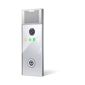 Professional stainless steel Commend OD1 CM IP intercom station with a brushed metal front plate, speaker grille, and high-visibility call button.